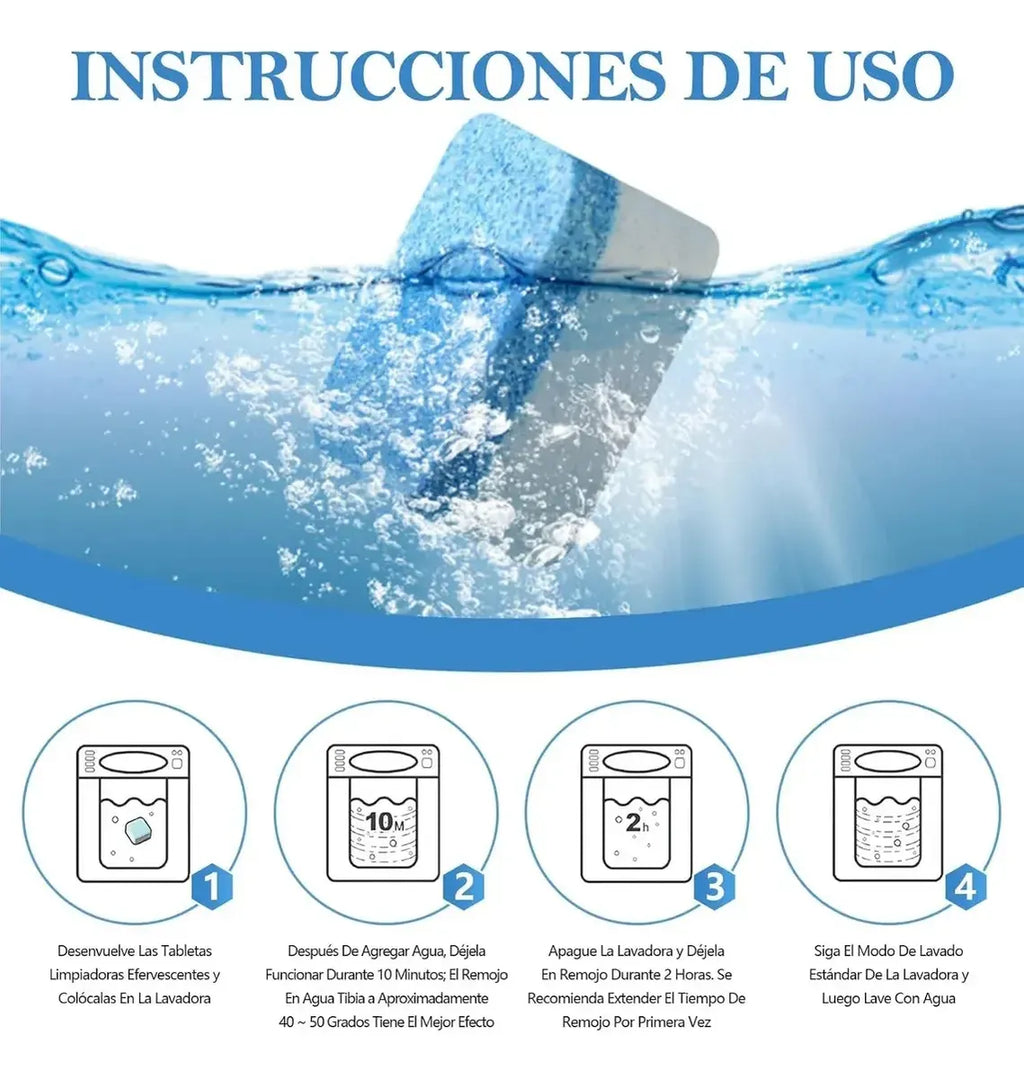 12 Pastillas Limpia Lavarropas Limpieza Profunda Elimina Olores