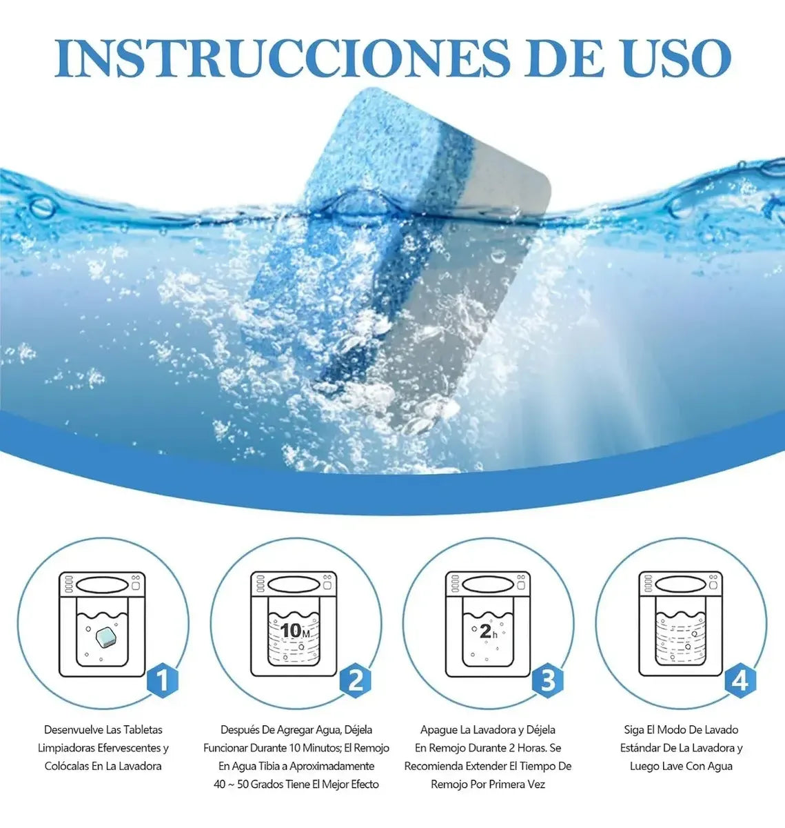 12 Pastillas Limpia Lavarropas Limpieza Profunda Elimina Olores