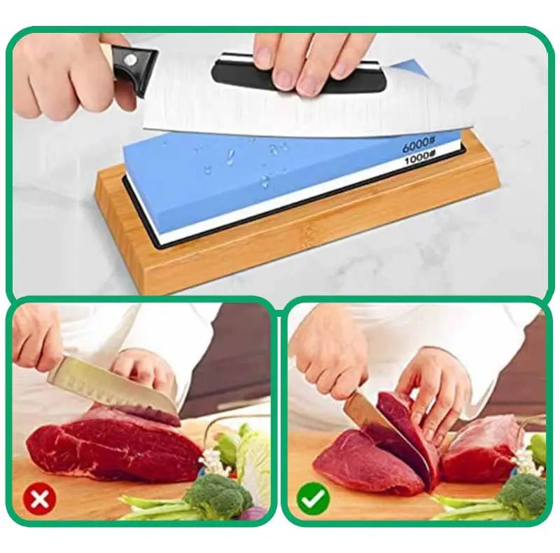 Afilador de Cuchillos con Base de Bambu