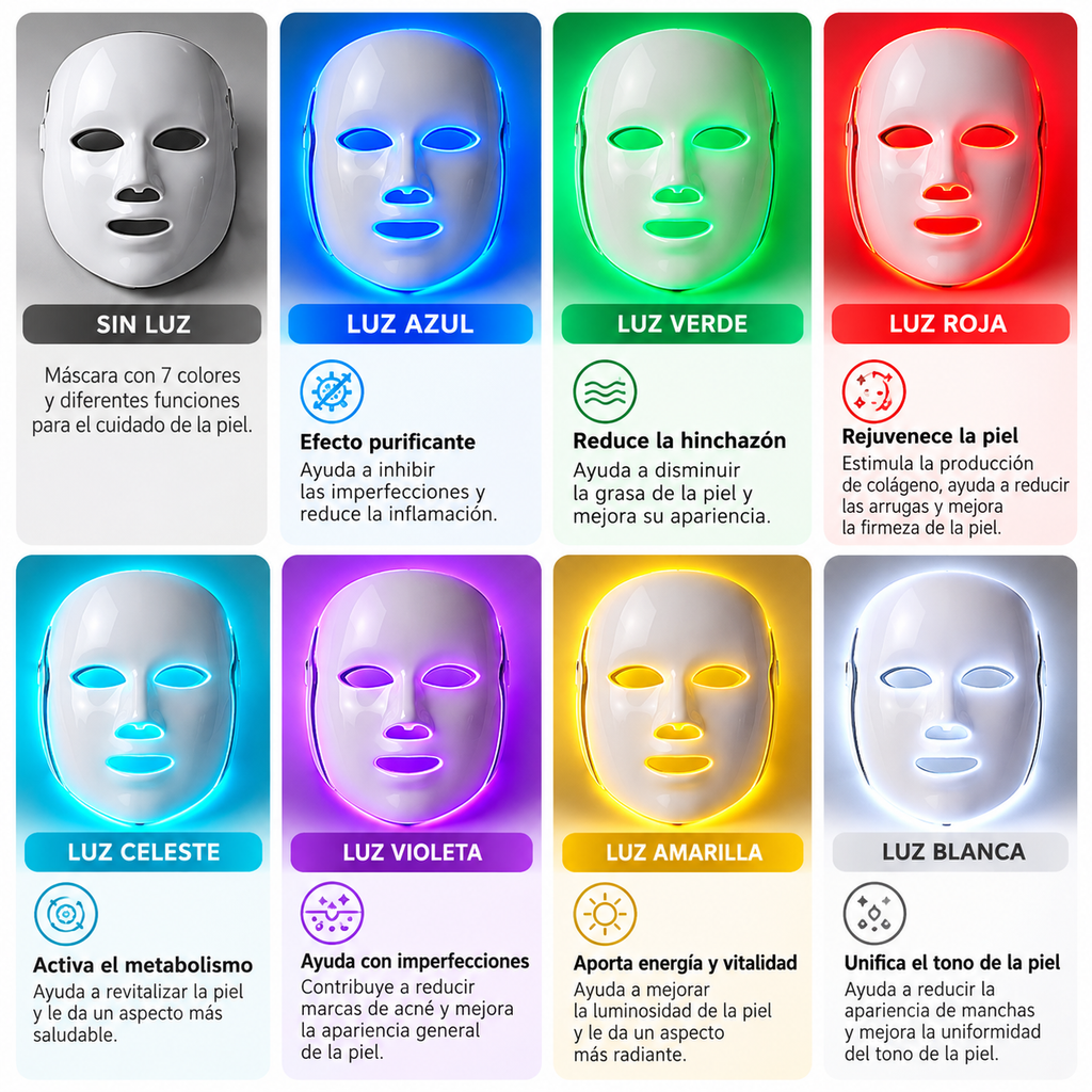 Máscara Led 7 colores