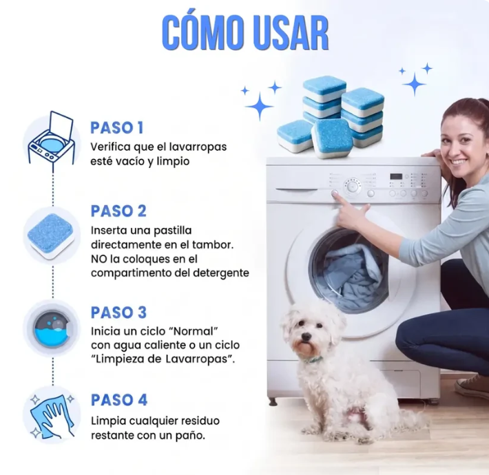 12 Pastillas Limpia Lavarropas Limpieza Profunda Elimina Olores