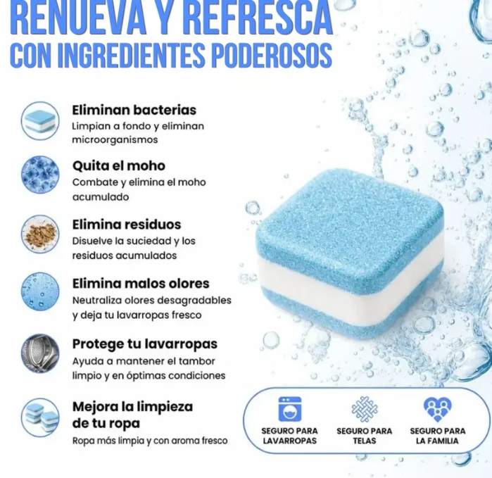 12 Pastillas Limpia Lavarropas Limpieza Profunda Elimina Olores